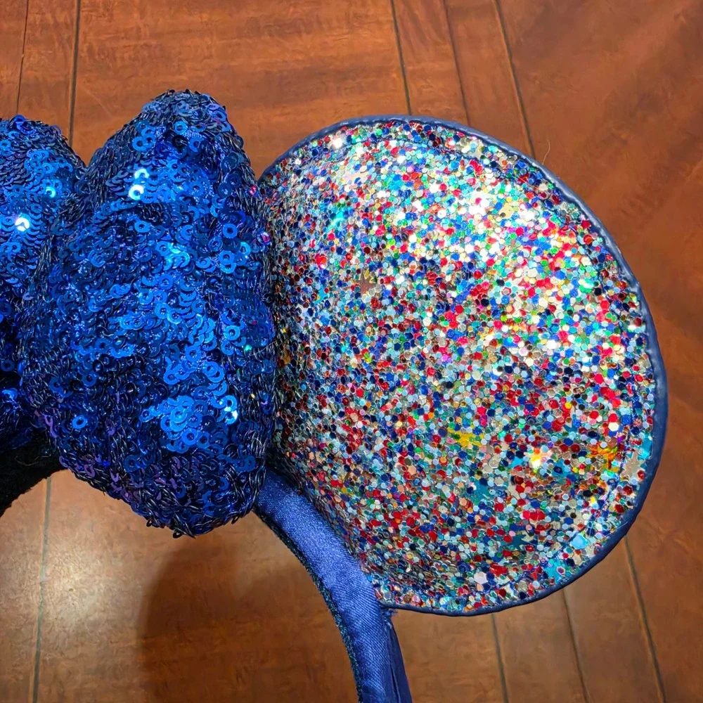 Disney Headband Womens OS Blue 2020 Confetti Sequin Minnie Mouse Ears Park Gear